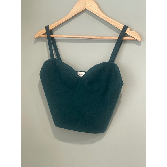 Wilfred Teal Green Textured Bustier Crop Top Sweater XL - Picture 2 of 5